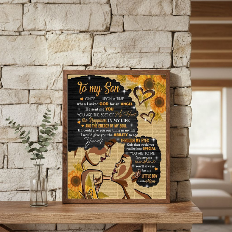 Heartfelt Sunflower Canvas - Custom Mom & Daughter Name Art Gift