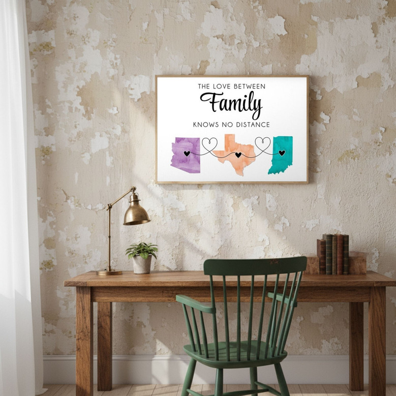 Keep Them Close - Personalized Long Distance Map Canvas Gift