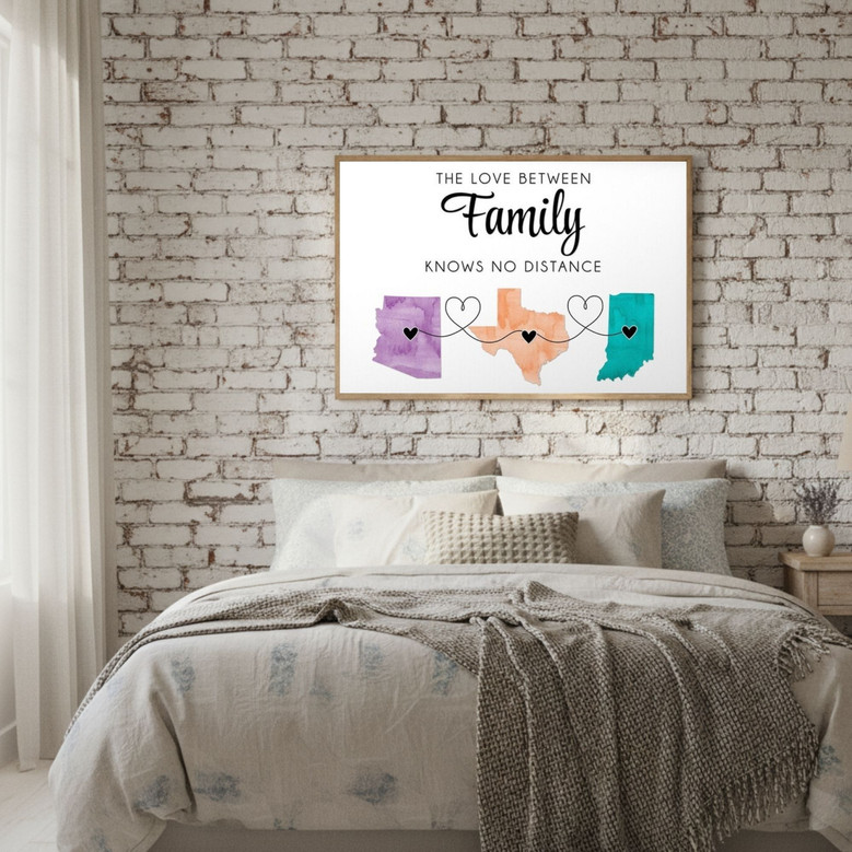 Keep Them Close - Personalized Long Distance Map Canvas Gift