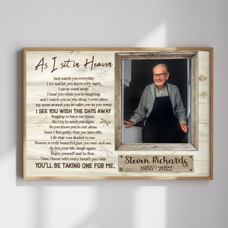 "As I Sit In Heaven" Dad Loss Sympathy Canvas Keepsake
