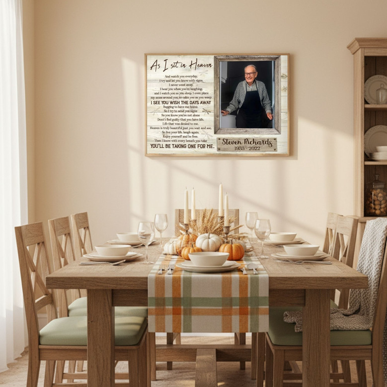 "As I Sit In Heaven" Dad Loss Sympathy Canvas Keepsake