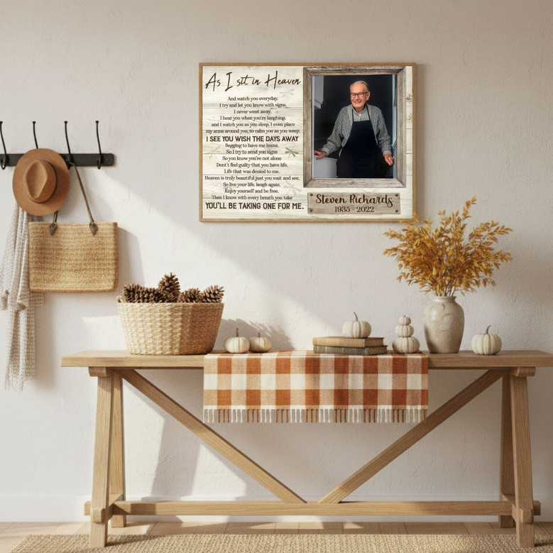 "As I Sit In Heaven" Dad Loss Sympathy Canvas Keepsake