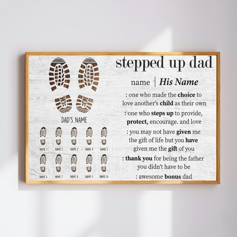 Heartfelt Canvas Gift - Stepped Up Dad Shoes Print Art