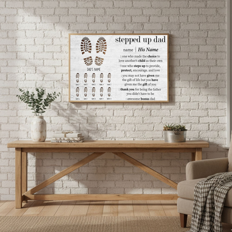 Heartfelt Canvas Gift - Stepped Up Dad Shoes Print Art