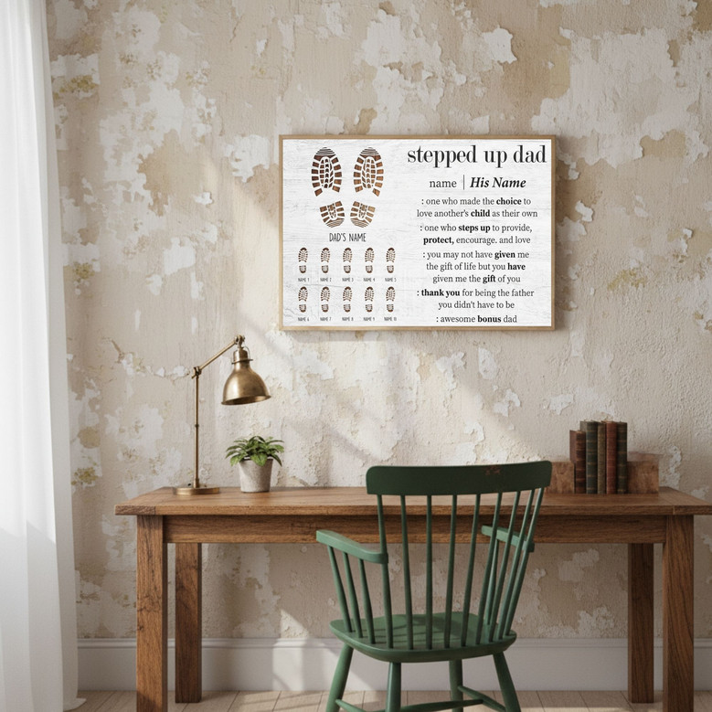 Heartfelt Canvas Gift - Stepped Up Dad Shoes Print Art