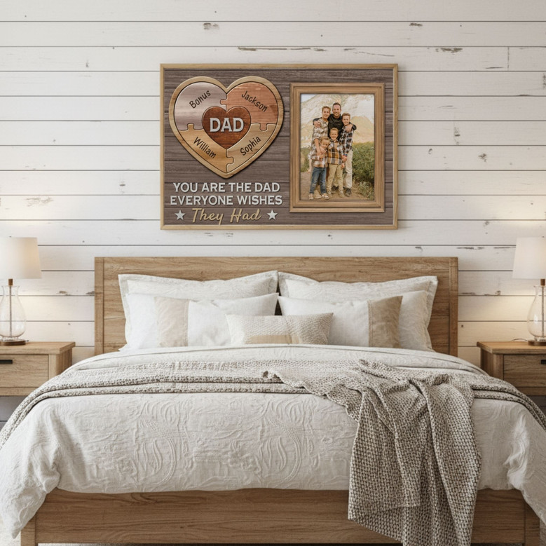 Heartfelt Dad Puzzle Canvas - Kids' Names, Father's Day Keepsake