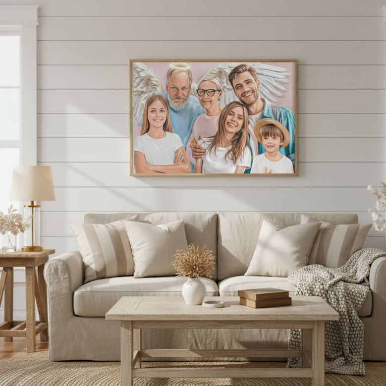 Personalized Angel Wings Photo Memorial Canvas for Loved Ones