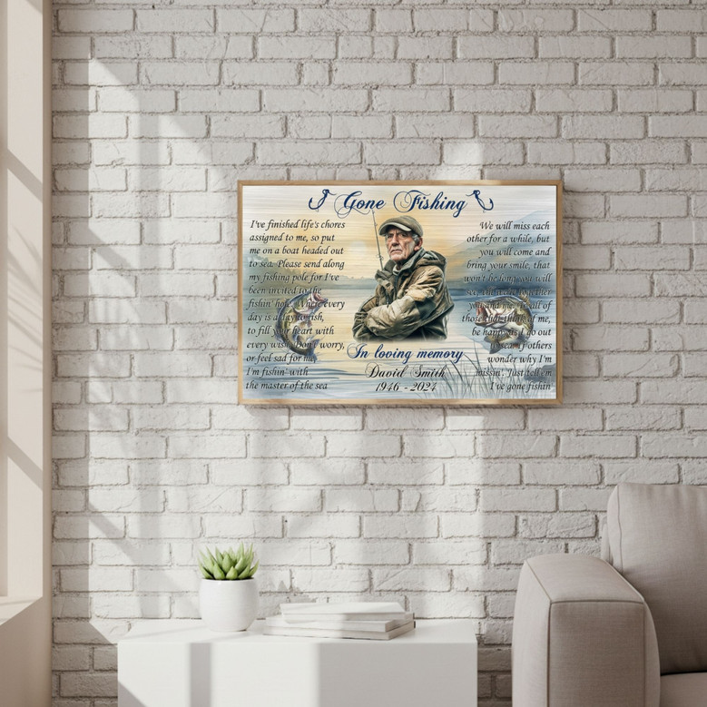Rustic Fishing Canvas - Dad's Remembrance & Sympathy Gift Rustic Fishing Canvas - Dad's Remembrance & Sympathy Gift