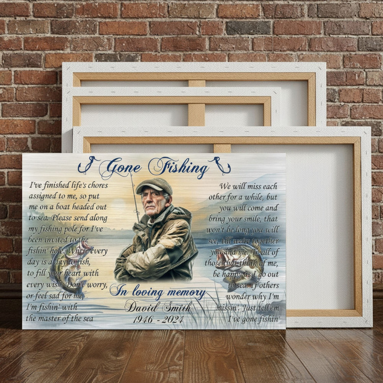 Rustic Fishing Canvas - Dad's Remembrance & Sympathy Gift Rustic Fishing Canvas - Dad's Remembrance & Sympathy Gift