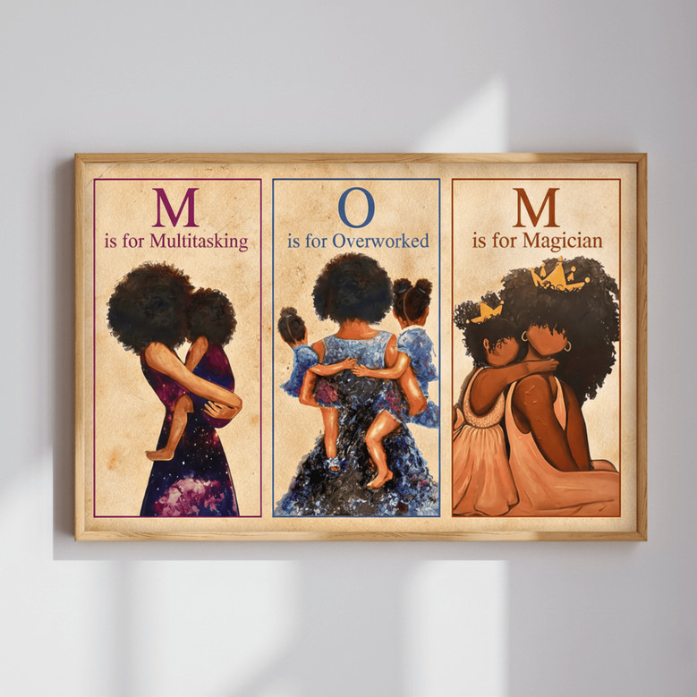 Afro Mother Daughter Love Canvas - Personalized Mother's Day Art