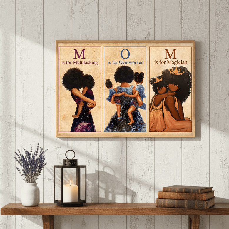 Afro Mother Daughter Love Canvas - Personalized Mother's Day Art