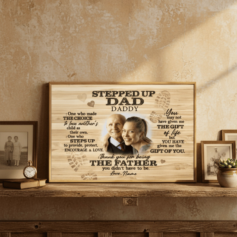 Bonus Dad Photo Canvas - A Stepdad's Custom Memory Art Gift