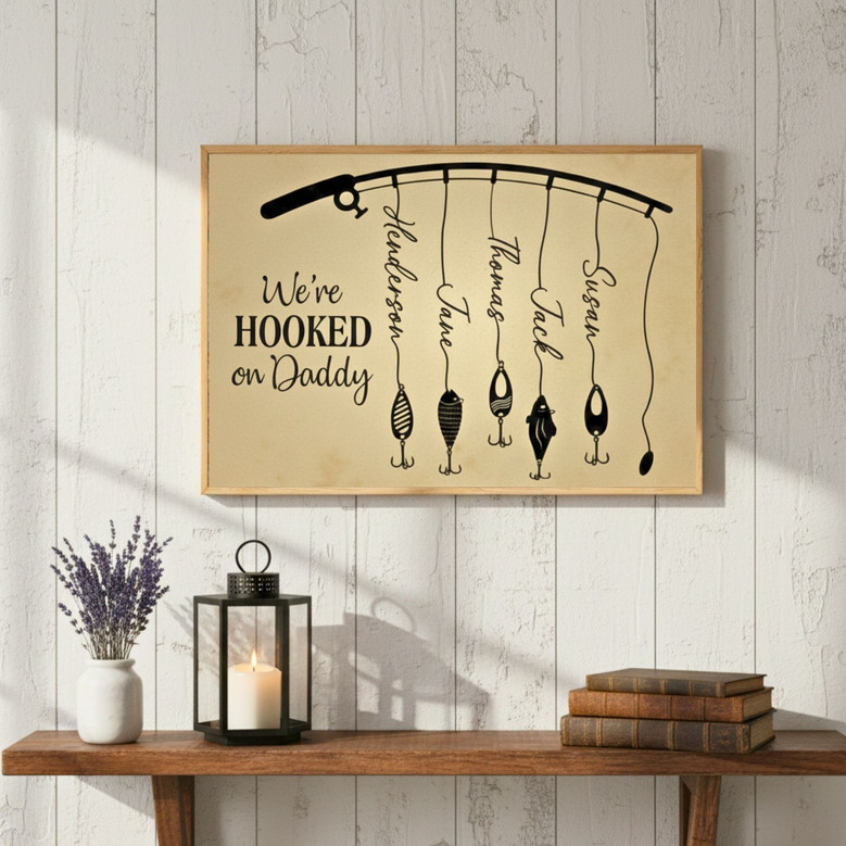 Personalized Father's Day Fishing Canvas - Custom Gift for Dad