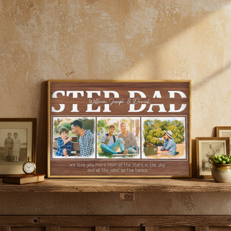 Bonus Dad Keepsake Canvas - Kids' Photo Gift for Father's Day