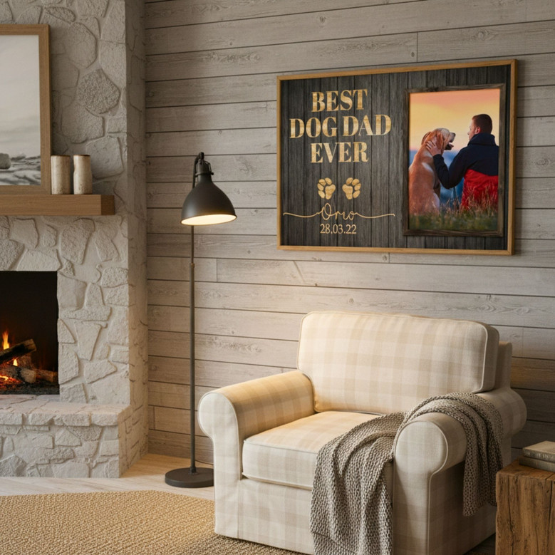 Best Dog Dad Portrait Canvas - Personalized Father's Day Memorial Best Dog Dad Portrait Canvas - Personalized Father's Day Memorial