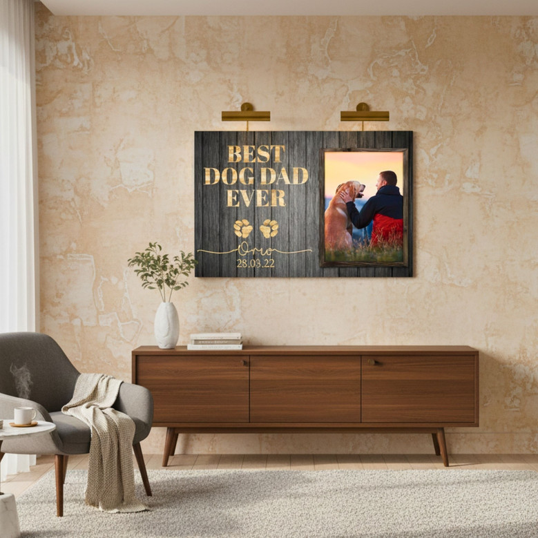 Best Dog Dad Portrait Canvas - Personalized Father's Day Memorial Best Dog Dad Portrait Canvas - Personalized Father's Day Memorial