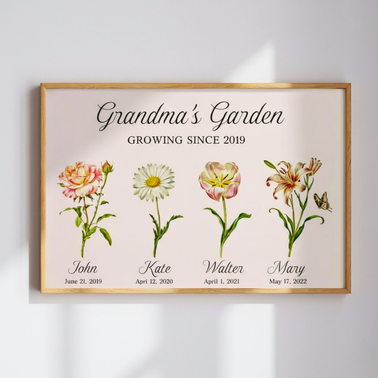 Birth Flower Art Canvas: A Grandchild's Heartfelt Gift for Grandma