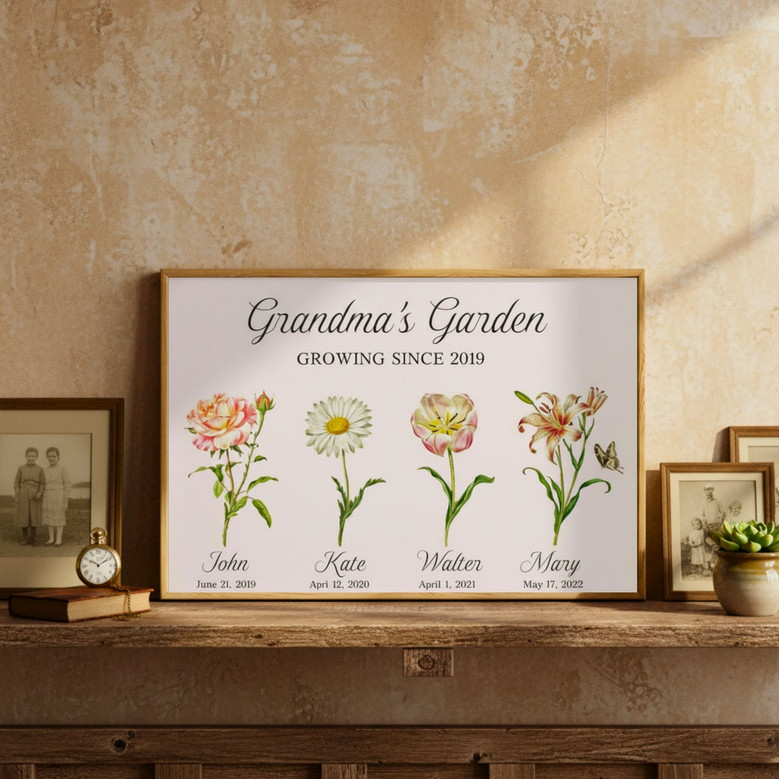 Birth Flower Art Canvas: A Grandchild's Heartfelt Gift for Grandma