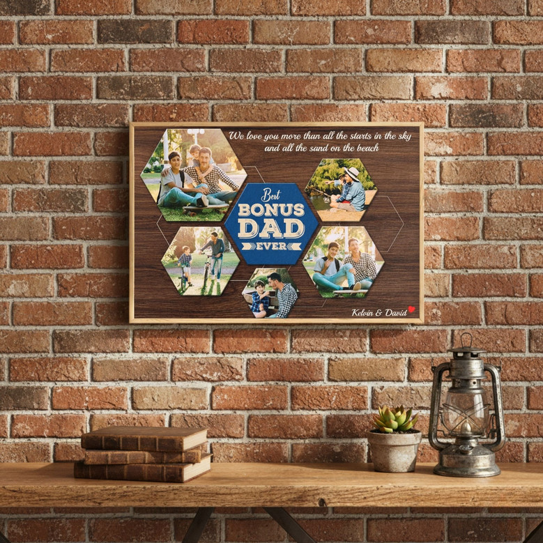 Custom Stepdad Photo Canvas - Father's Day Appreciation Collage