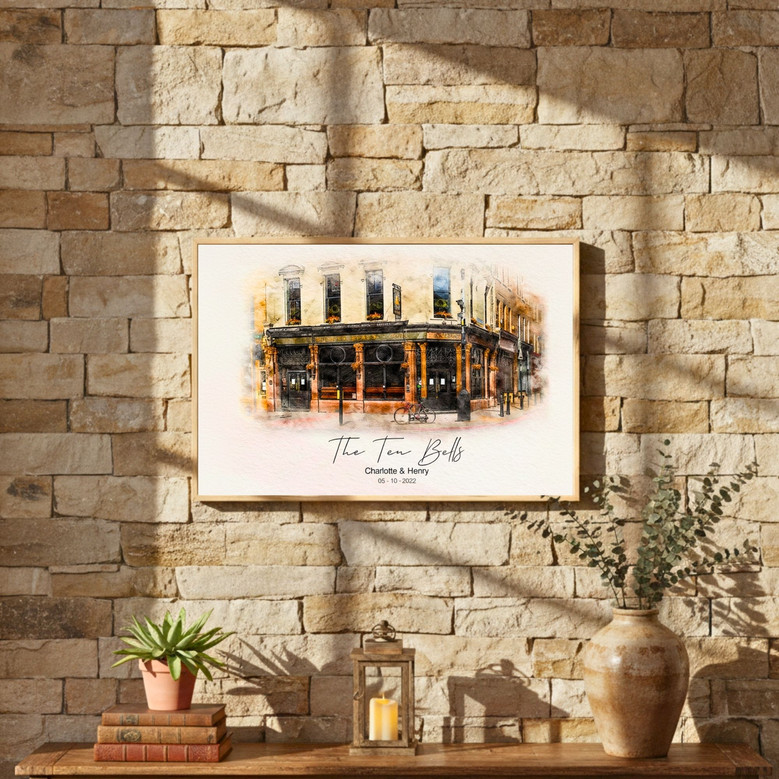 Our First Meeting Spot - Custom Watercolor Wedding Canvas Gift