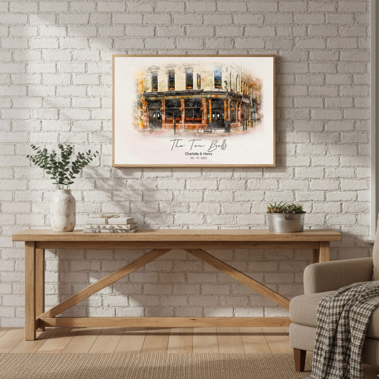 Our First Meeting Spot - Custom Watercolor Wedding Canvas Gift