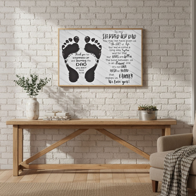 Rustic Canvas Wall Art For Stepfather - Thoughtful Step Dad Gifts For Home DéCor