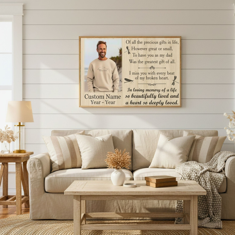 Personalized Dad Memorial Canvas - Heaven's Loving Tribute Gift