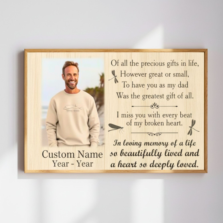 Personalized Dad Memorial Canvas - Heaven's Loving Tribute Gift