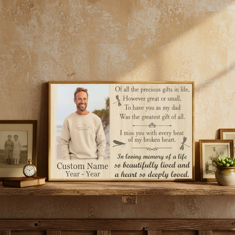 Personalized Dad Memorial Canvas - Heaven's Loving Tribute Gift