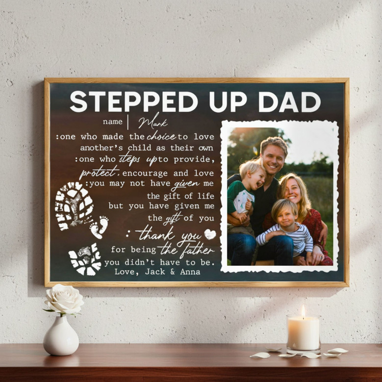Personalized Photo Collage Canvas for the Best Bonus Dad