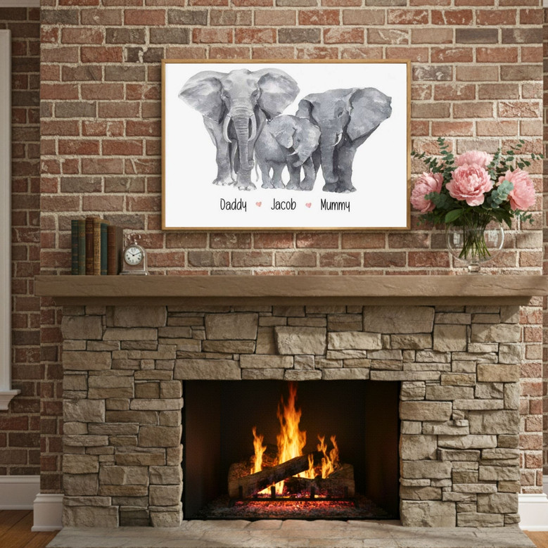 Custom Elephant Canvas - Family Names Keepsake Wall Art Gift