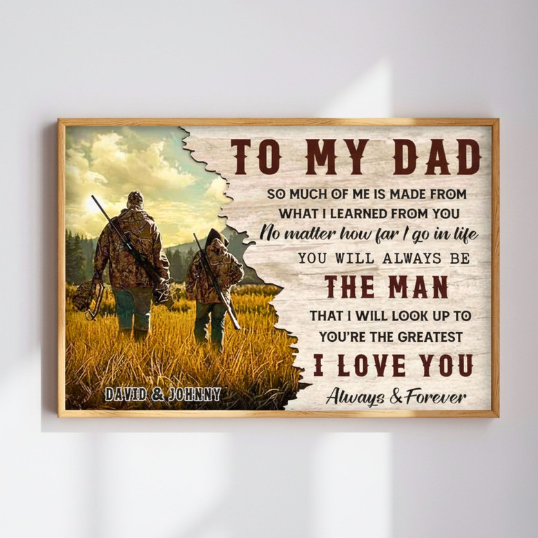 Dad's Hunting Legacy - Personalized Memorial Canvas for Son