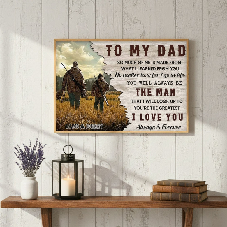 Dad's Hunting Legacy - Personalized Memorial Canvas for Son