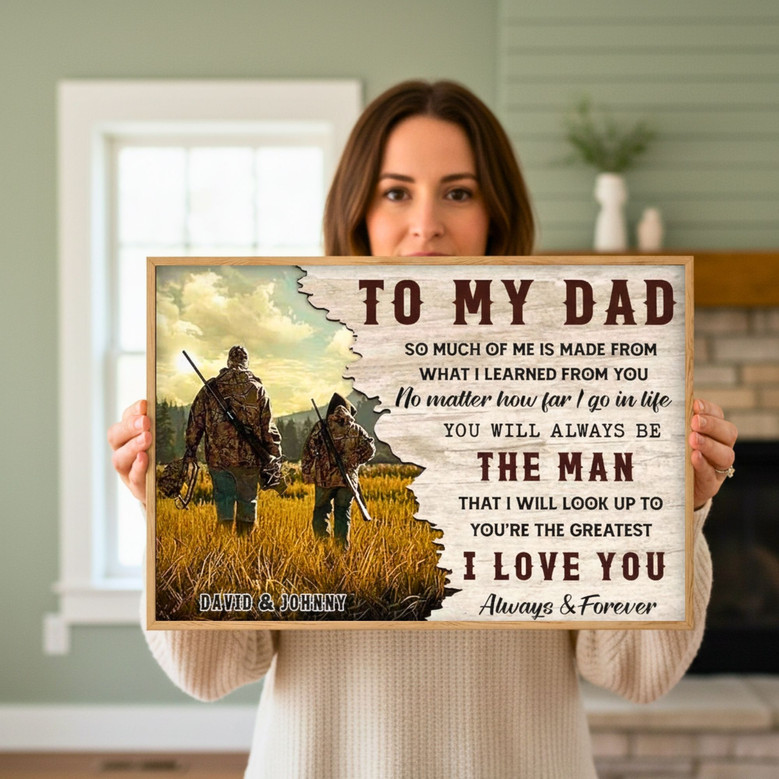 Dad's Hunting Legacy - Personalized Memorial Canvas for Son