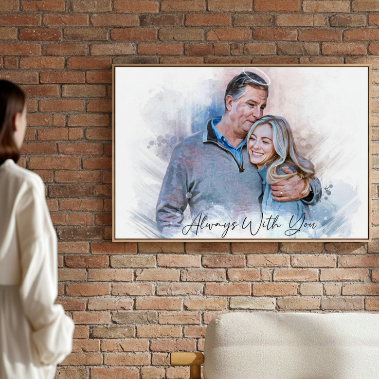 Oil Portrait Canvas - Custom Memorial Gift for Dad, For Her
