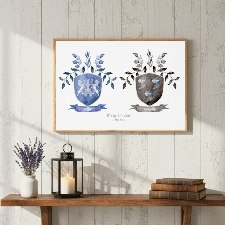Personalized Watercolor Family Crest Canvas for Lasting Memories