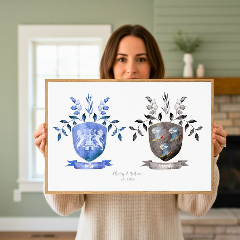 Personalized Watercolor Family Crest Canvas for Lasting Memories