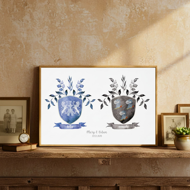 Personalized Watercolor Family Crest Canvas for Lasting Memories