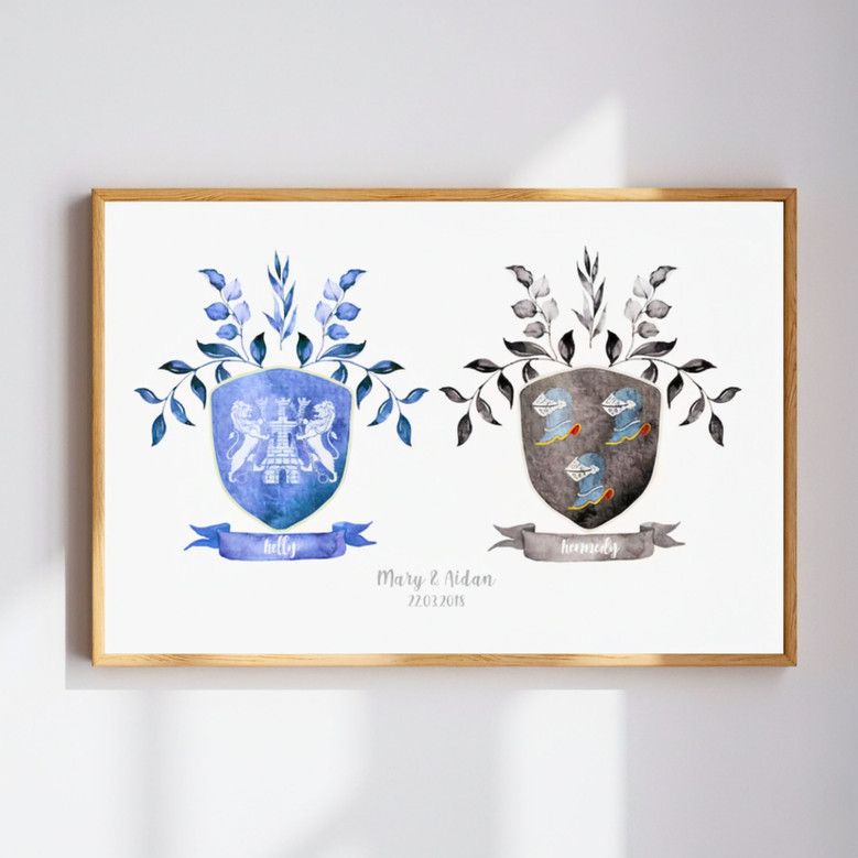 Personalized Watercolor Family Crest Canvas for Lasting Memories