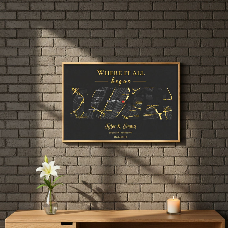 Our Spot Forever - Custom Heart Map Anniversary Canvas Gift