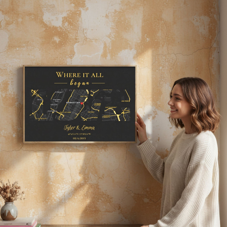 Our Spot Forever - Custom Heart Map Anniversary Canvas Gift