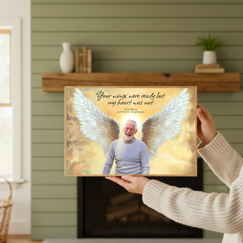 Sympathy Gifts Canvas In Memory Of Dad Guardian Angel Portrait