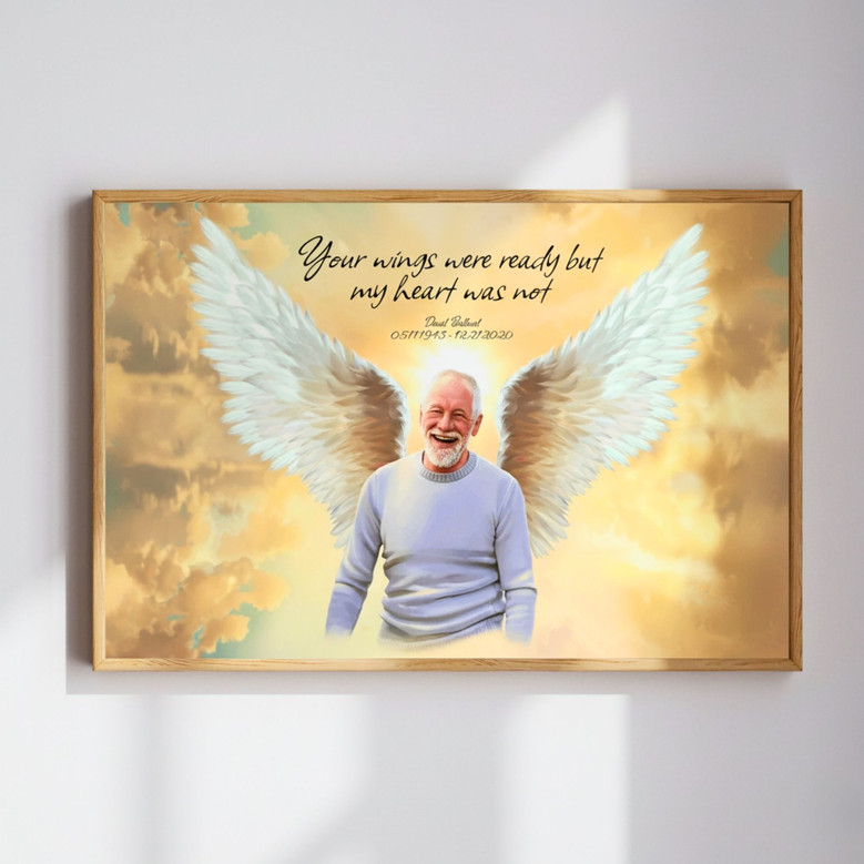 Sympathy Gifts Canvas In Memory Of Dad Guardian Angel Portrait