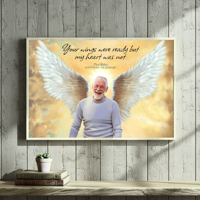 Sympathy Gifts Canvas In Memory Of Dad Guardian Angel Portrait