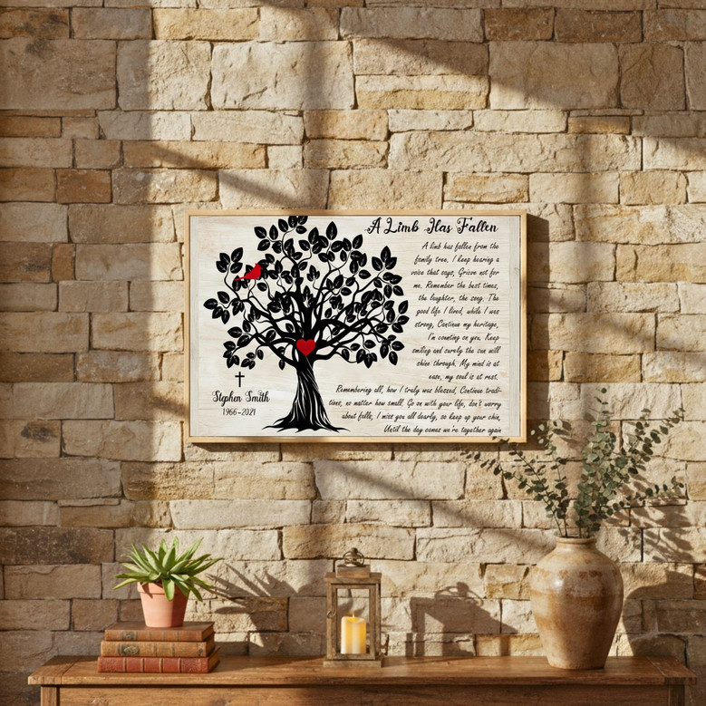 Cardinal Tree Canvas - Heartfelt Remembrance Art for Mom's Loss