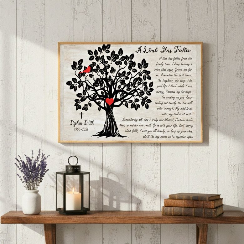 Cardinal Tree Canvas - Heartfelt Remembrance Art for Mom's Loss