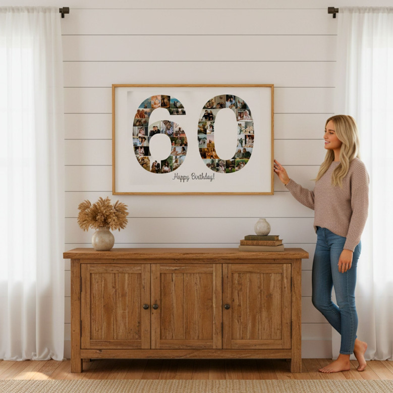 Dad's 60th - Personalized Photo Collage Canvas, Milestone Gift