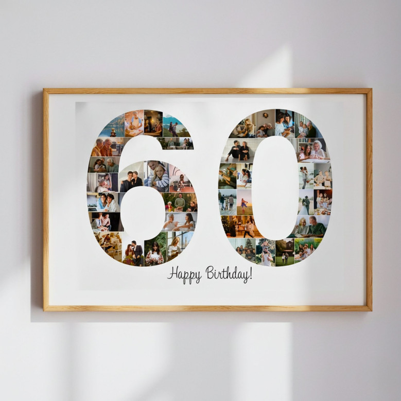 Dad's 60th - Personalized Photo Collage Canvas, Milestone Gift