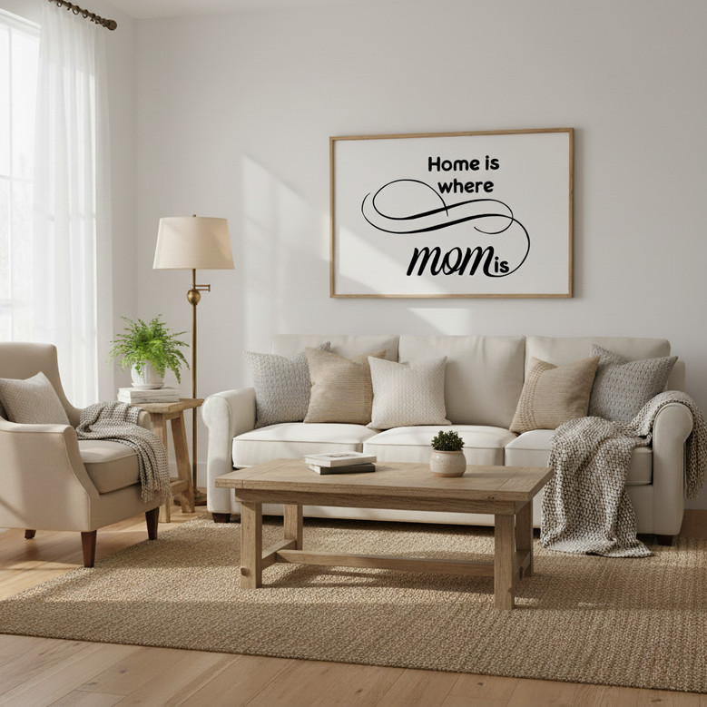 Home Is Where Mom Is - Personalized Canvas Gift for Mother's Day