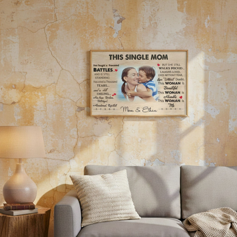 Single Mom's Strength - Personalized Canvas Art from Son